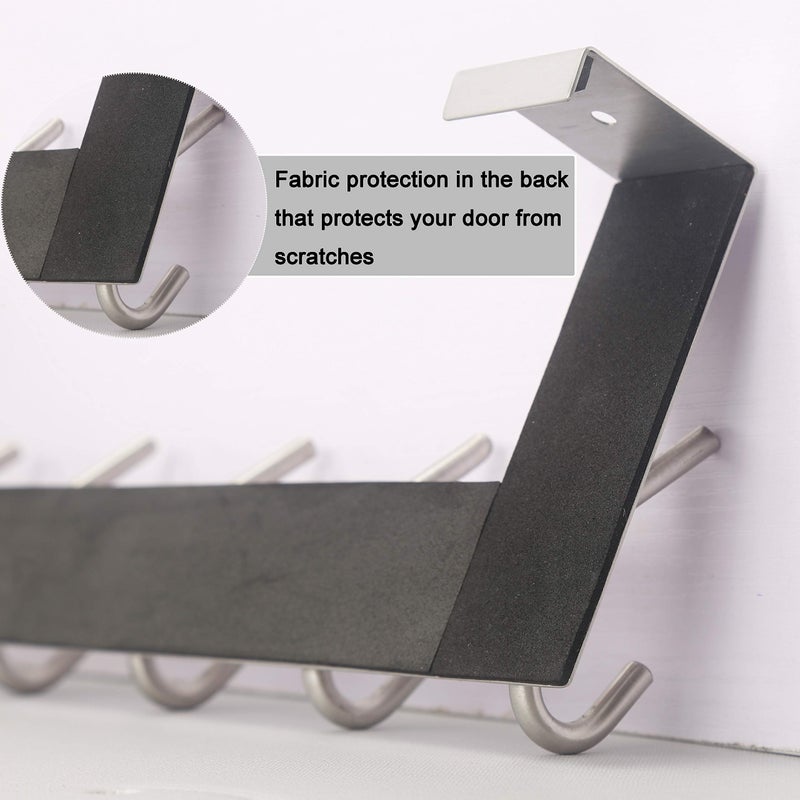 WEBI Over The Door Hook Door Hanger:Over The Door Towel Rack with 6 Coat Hooks for Hanging,Towel Hanger Door Coat Hanger Over Door Coat Rack for Towels,Clothes,Back of Bathroom,Silver,2 Packs - Image 3